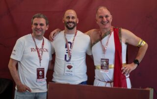 Alessio Miranda di Netframe con Emiliano Della Casa e Riccardo Carlesso a Rubycon Italy 2026 a Rimini
