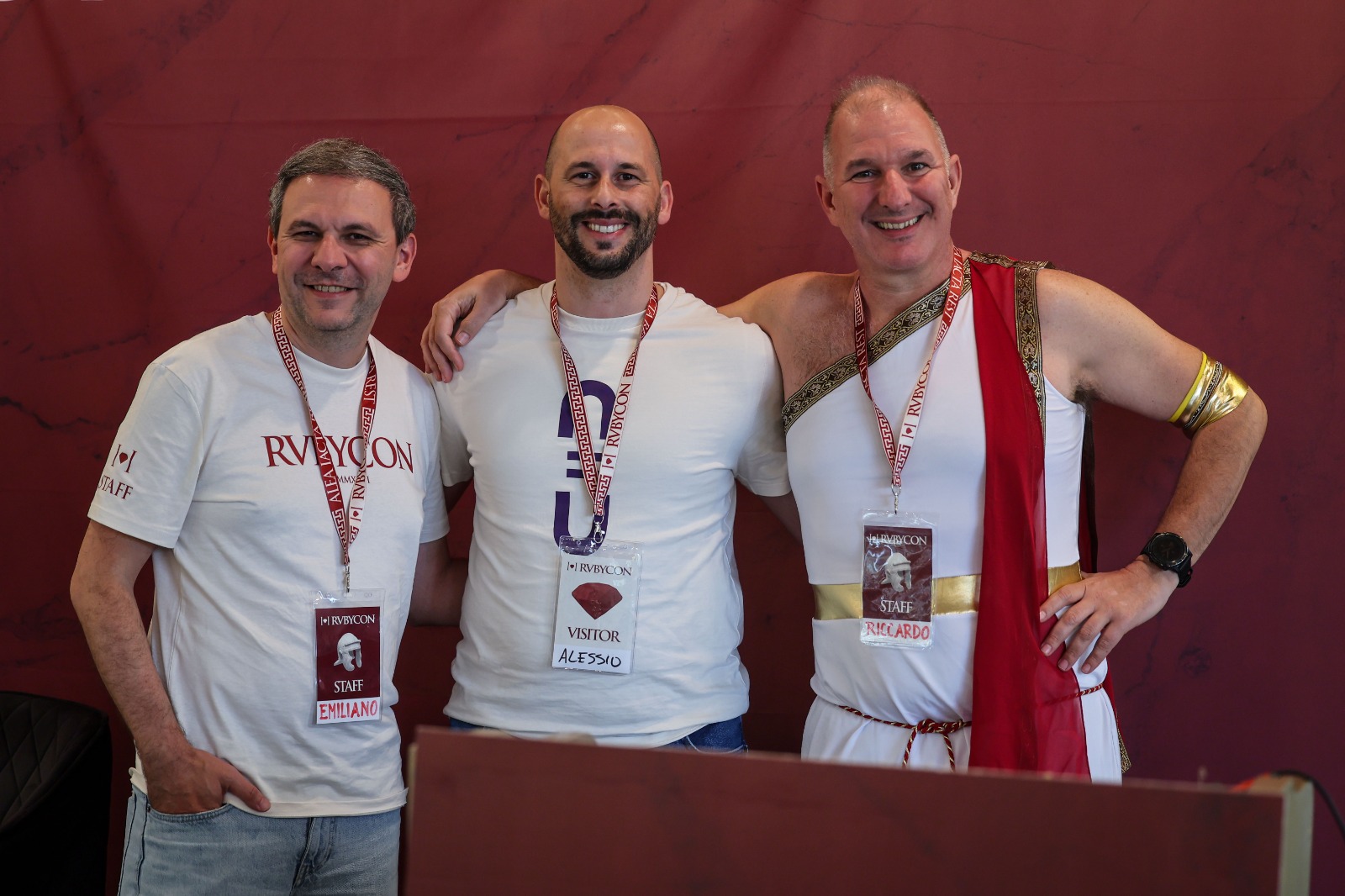 Alessio Miranda di Netframe con Emiliano Della Casa e Riccardo Carlesso a Rubycon Italy 2026 a Rimini