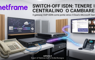 Gateway VoIP-ISDN in rack collegato a un centralino telefonico tradizionale