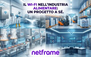 Access point Wi-Fi in custodia inox in uno stabilimento alimentare con linee in acciaio e vapore